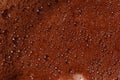 Hot chocolate foam close-up, macro. Abstract background. Black coffee with milk cream foam texture