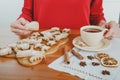 Hot chocolate with ginger cookies for dessert