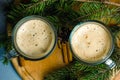 Hot chocolate in glass cups for Christmas