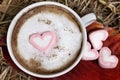 Hot chocolate with heart pink marshmallow