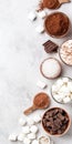Hot chocolate ingredients with cocoa powder and marshmallows Royalty Free Stock Photo