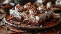 Hot chocolate lasagna, no-bake layered dessert. Royalty Free Stock Photo