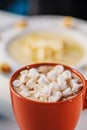 Hot chocolate with marshmallows hold