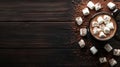Hot Chocolate with Marshmallows on a Rustic Wooden Background Royalty Free Stock Photo