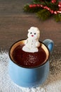 Hot chocolate and melted marshmallow snowman