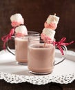 Hot chocolate with peppermint candies coated marshmallows