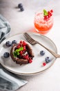 Hot chocolate pudding with fondant centre Royalty Free Stock Photo