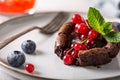 Hot chocolate pudding with fondant centre Royalty Free Stock Photo