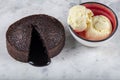 Hot Chocolate Souffle Lava Cake with Ice Cream,  TR: Sicak Cikolatali Sufle Dondurmali Royalty Free Stock Photo