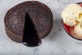 Hot Chocolate Souffle Lava Cake with Ice Cream,  TR: Sicak Cikolatali Sufle Dondurmali Royalty Free Stock Photo