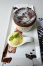 Hot Chocolate Souffle with Vanilla ice cream Royalty Free Stock Photo