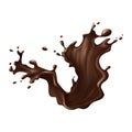 Hot chocolate splash with spray realistic vector Royalty Free Stock Photo
