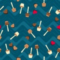 Hot Chocolate Spoons on Blue background pattern