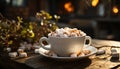 Hot chocolate warms the soul, a cozy winter delight generated by AI