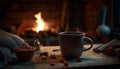 Hot chocolate warms up cozy winter nights indoors generated by AI