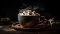 Hot chocolate warms up winter with sweet marshmallow froth generated by AI