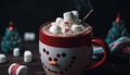 Hot chocolate warms winter nights by fire generated by AI