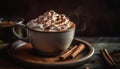 Hot chocolate with whipped cream and spice generated by AI
