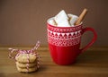 Hot Christmas Beverage Cocoa and Marshmallow with Oat Cinnamon Cookies Royalty Free Stock Photo