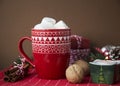 HOT CHRISTMAS BEVERAGE COCOA AND MARSHMALLOW Royalty Free Stock Photo