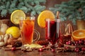 Hot Christmas drinks with ingredients