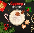 Hot Christmas Eggnog, homemade mulled wine, grog. Royalty Free Stock Photo