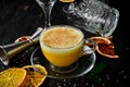 Hot citrus cocktail. Winter and autumn drinks. Royalty Free Stock Photo