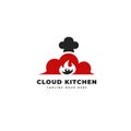 Hot cloud kitchen logo with cloud, chef hat, and flame fire icon symbol illustration Royalty Free Stock Photo