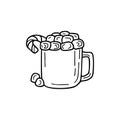 Hot Cocoa with marshmallow illustration Traditional Christmas beverage Royalty Free Stock Photo