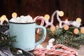 Hot Cocoa with Marshmallows and Candy Canes Royalty Free Stock Photo