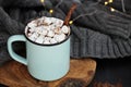 Hot Cocoa with Marshmallows and Cinnamon Stick Royalty Free Stock Photo