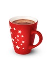 Hot cocoa in a red mug isolated Royalty Free Stock Photo