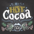 Hot cocoa sign on chalkboard background