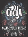 Hot cocoa sign on chalkboard background