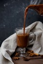 hot cocoa in a transparent mug with spices