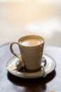 Hot coffe on the table in the morning Royalty Free Stock Photo