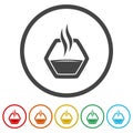 Hot Coffee abstract icon. Set icons in color circle buttons Royalty Free Stock Photo