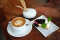 Hot coffee and Blueberry Cheesecake Royalty Free Stock Photo