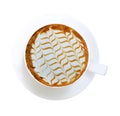 Hot coffee caramel macchiato, espresso with a dash of frothy steamed milk and vanilla syrup topped with caramel in ceramic cup Royalty Free Stock Photo