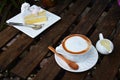 Hot Coffee and Coconut Cake Royalty Free Stock Photo