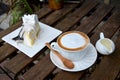 Hot Coffee and Coconut Cake Royalty Free Stock Photo
