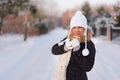 Hot coffee in cold winter day