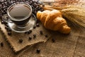 Hot coffee and croissants / for breakfast morning concept