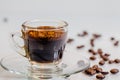 transparent hot coffee cup and bread in white blackground Royalty Free Stock Photo