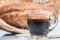 transparent hot coffee cup and bread in white blackground Royalty Free Stock Photo