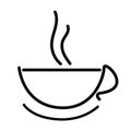 Hot coffee cup icon outline drawing vector design.