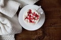 Hot coffee cup on a wooden table Royalty Free Stock Photo