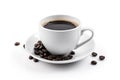 Hot coffee drink in a cup with coffee beans. Generative ai Royalty Free Stock Photo