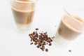 Hot Coffee Drinks With Milk With Coffee Beans Royalty Free Stock Photo