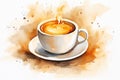 Hot coffee espresso white cappuccino drink art latte beverage brown caffeine background cup breakfast Royalty Free Stock Photo